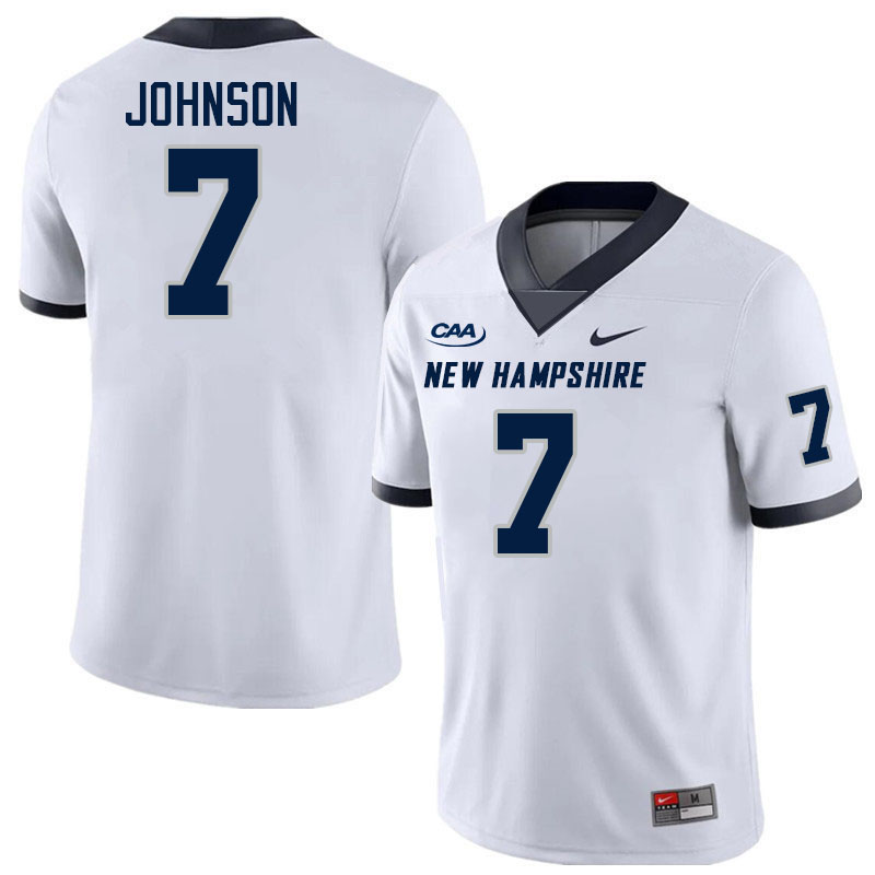 New Hampshire Wildcats #7 D.J. Johnson College Football Jerseys,Uniforms-White
